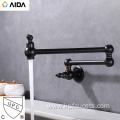 Matte Black Brass Wall Mount Kitchen Faucet